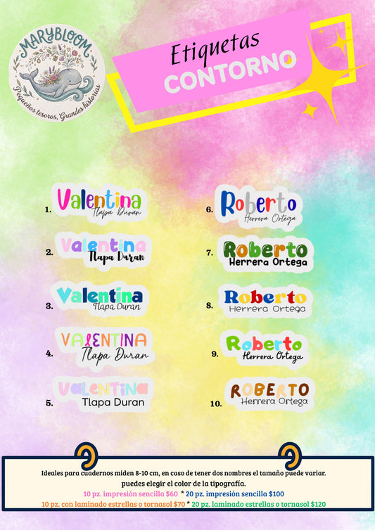 Etiquetas Contorno Personalizadas