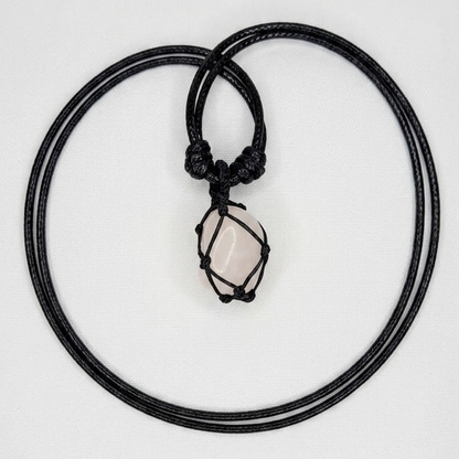 Collar Cuarzo Rosa Tejido