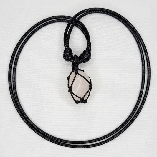 Collar Cuarzo Rosa Tejido