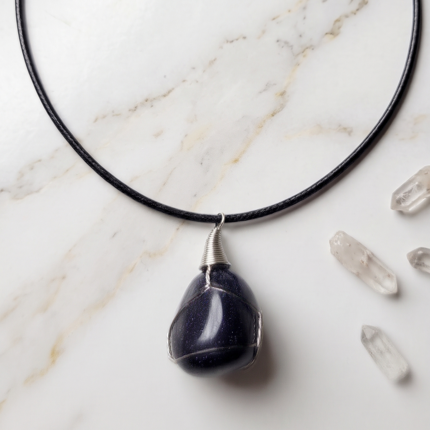 Collar Piedra Lluvia de Estrellas Azul