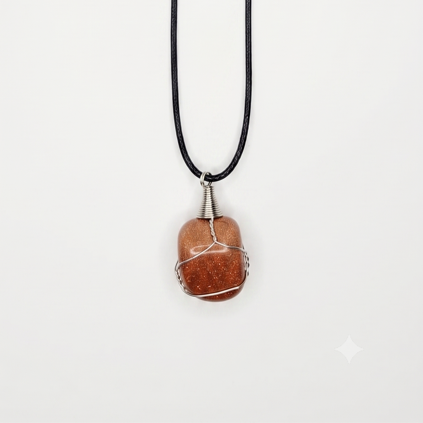 Collar Venturina Café — Piedra Natural Envuelta en Alambre