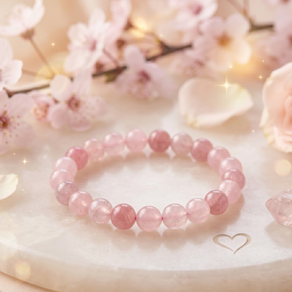 Pulsera de Cuarzo Rosa Natural